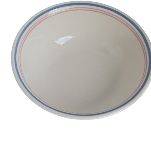 Corelle Colonial Blue Bowls 6.25" set of 2 double pink stripes USA vintage 1980s - Picture 4 of 9